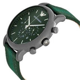Emporio Armani Men’s Quartz Leather Strap Green Dial 46mm Watch AR1950